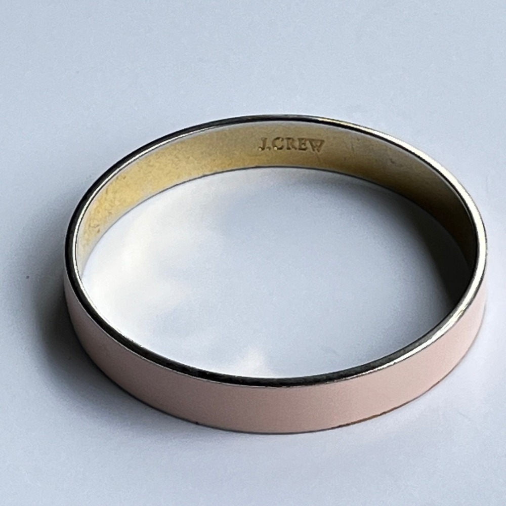 J.Crew Blush Pink Enamel Gold Tone Slim Bangle Bracelet Preppy Designer Chic